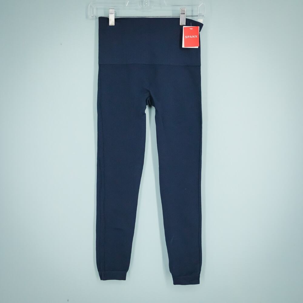 Spanx Size Medium M Navy Blue Look At Me Now Seamless Pull On Leggings NEW